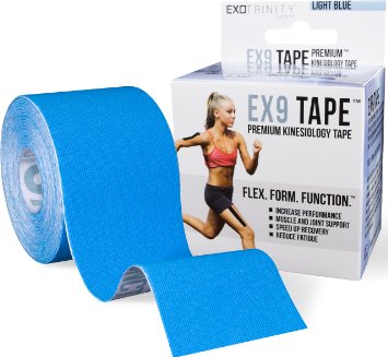 Best Kinesiology Tape With FREE Taping Guide - EX9 Increases Performance Reduces Fatigue And Helps You Recover Faster From Sports and Athletic Based Injuries