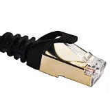 Vandesail CAT7 Shielded RJ45 Ethernet Patch Network Cable Professional Gold Plated Plug STP Wires Networking Cable65 ft-2m-Black Oblate Shielded
