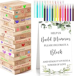 Nuanchu 125 Pcs Wedding Guest Book Alternative 100 Wooden Block Guest Book 24 Signing Pens Wedding Game Sign Wedding Decorations for Reception Bridal Shower Guest Book for Sign in