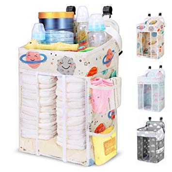 Magicfly Hanging Diaper Caddy Organizer, Diaper Organizer for Changing Table, Crib Hanging Organizer, Changing Table Diaper Organizer for Boys and Girls, Large Capacity Nursery Organization, Star