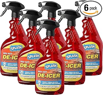 SPLASH Red Hot De-icer Windshield and Wipers Trigger Spray, 32 Ounces (Pack of 6)