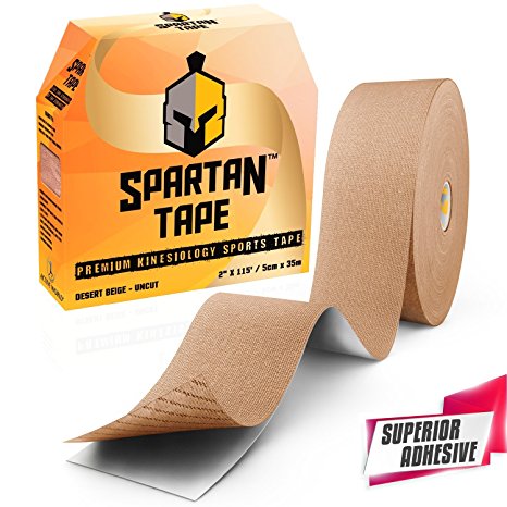 Kinesiology Tape SPARTAN TAPE Bulk Roll Perfect Support for Athletic Sports, Recovery and PhysioTherapy FREE Kinesiology Taping Guide Inside! Uncut 115 feet Roll