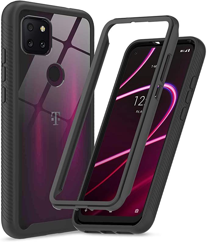 T-Mobile Revvl 5G Case, TCL Revvl 5G Case, LeYi Full-Body Protective Hybrid Shockproof Bumper Anti-Scratch Clear Phone Cover Cases for T-Mobile Revvl 5G, Black