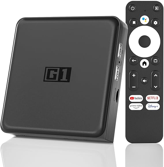 Kinhank Android 11.0 TV Box 2024, G1 Smart TV Box with Google Netflix Certified, 4 32GB Streaming Box 4k 60fps AV1, Google Assistant, S905X4-J Chip, WIFI6 Ethernet BT5.0, HDR10 , Dolby Vision&Audio