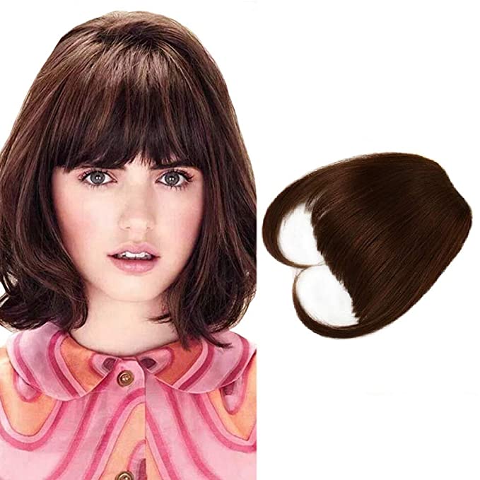 Clip in Bangs Real Human Hair Thick Neat Bangs Natural Remy Bangs Soft Fringe Hair Extensions For Women/Girls,Dark Brown Color