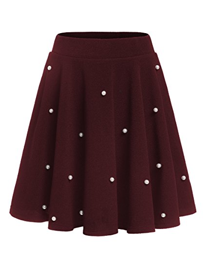 Romwe Women's Stretchy High Waist A-Line Flared Swing Mini Skater Skirt