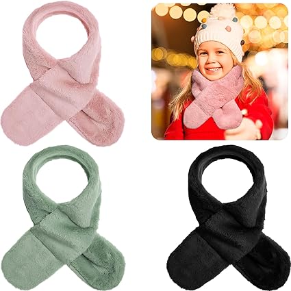 SATINIOR 3 Pieces Kids Winter Fleece Scarf Toddler Scarf Adjustable Children Neck Warmer Scarf