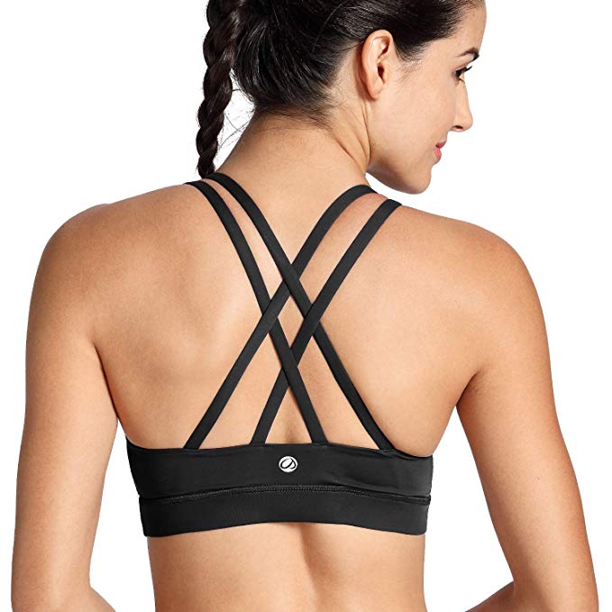 CRZ YOGA Women's Wirefree Padded Strappy Back Workout Yoga Sports Bra