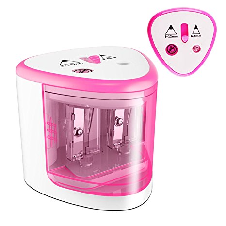 MROCO Battery Operated Electric Pencil Sharpener Automatic Electronic battery pencil sharper for Home Office Classroom & School, Desk Sharpener for Art Pencils small pencil sharpener (Pink)