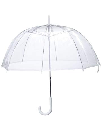 (6 Pack) 46" Clear Bubble Umbrella Auto Open Fashion Dome Shaped European Hook Handle