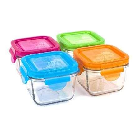 Wean Green Garden Pack Snack Cubes Glass Food Containers Multi-colored  Set of 4