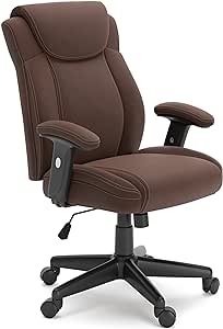 Signature Design by Ashley Corbindale Classic Upholstered Home Office Swivel Desk Chair, Brown & Black