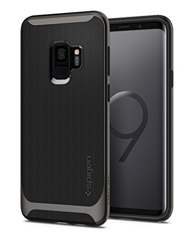 Spigen Neo Hybrid Galaxy S9 Case with Flexible Herringbone Pattern Protection and Reinforced Hard Bumper Frame for Samsung Galaxy S9 (2018) - Gunmetal