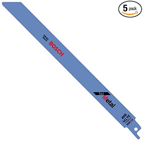 Bosch RM924 5-Piece 9 In. 24 TPI Metal Reciprocating Saw Blade , Blue