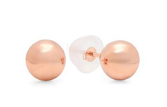 14kt Rose Gold Balls Stud Earrings with Comfort Silicone Back