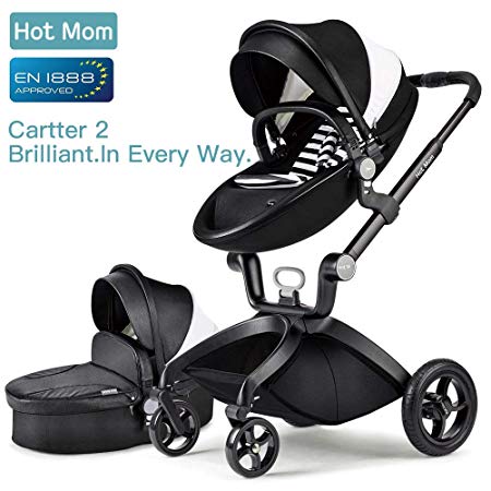 Hot Mom Pushchair 2018, 3 in 1 Baby Stroller Travel System with Bassinet (Black)