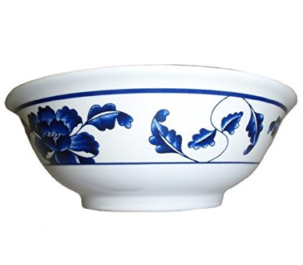 Thunder Group, Melamine Oriental Pho Noodle Soup Bowl, 36 Ounce, Blue Lotus Design