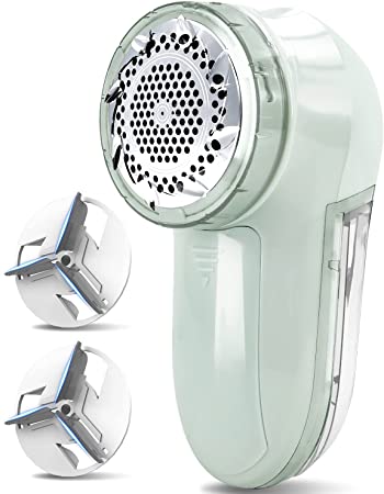JUEYINGBAILI Fabric Lint Shaver - Fuzz Remover, with 3 Shave Heights , Battery Operated, AC120V Electric Sweater Shaver, Light Green - Remove Clothes Fuzz, Lint Balls, Pills, Bobbles.