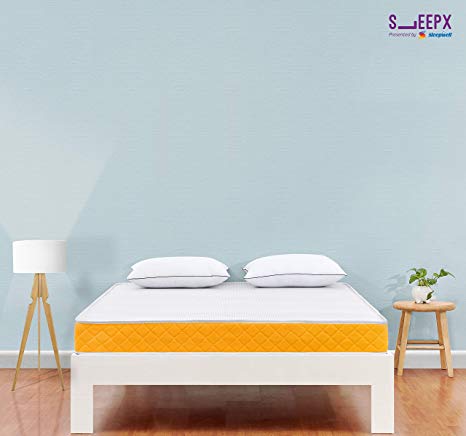 Sleepwell SleepX Apt High Resilience (HR) Foam Mattress - (72x72x6 Inches) with Free Pillows