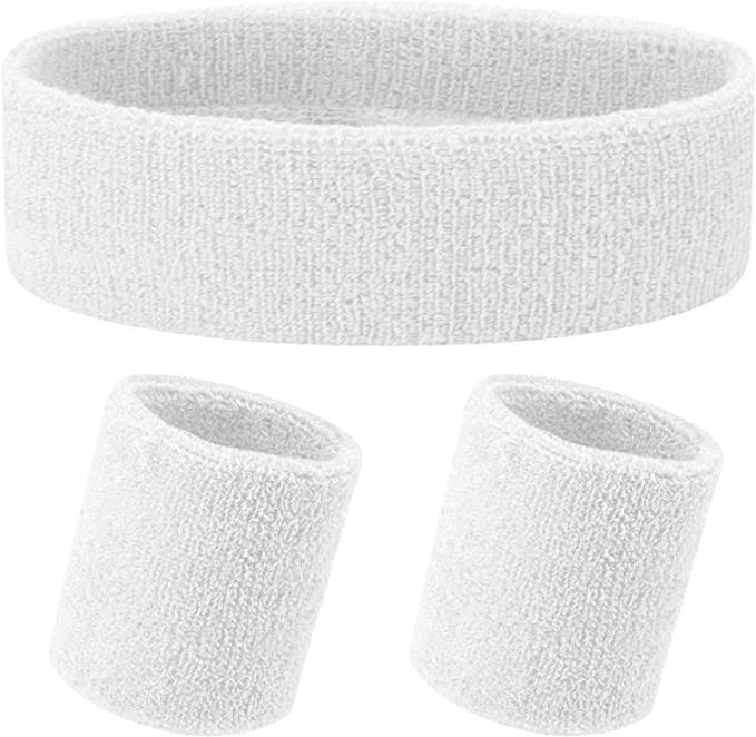 Yolev 3Pieces Sweatband Set Sports Headband Wristband (1 Headband and 2 Wristbands) Set Sweatbands for Athletic Men and Women