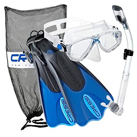 Cressi Palau Mask Fin Snorkel Set with Snorkeling Gear Bag, Designed and Manufactured in Italy