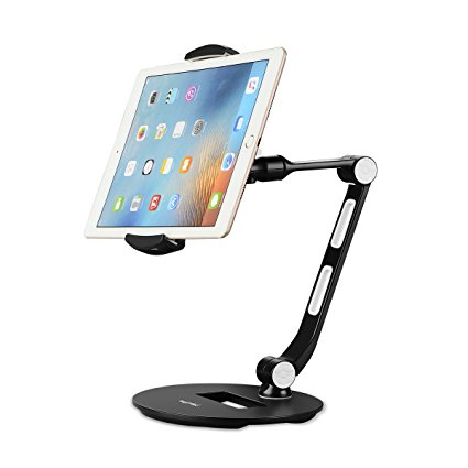 Suptek 360 Degree Adjustable Stand/Holder for Tablets & iPad iPhone Samsung Asus Tablet Smartphone and more up to 13 inches Black YF208D