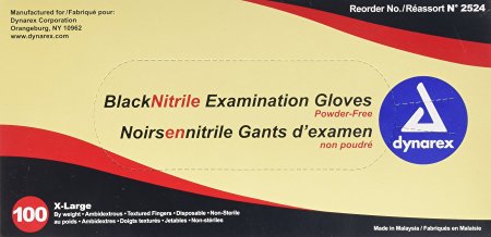 Dynarex Nitrile Exam Gloves, Black, X-Large, 100 Count