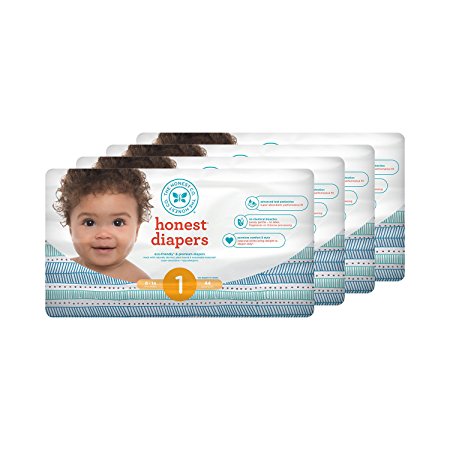 Honest Baby Diapers, Teal Tribal, Size 1, 176 Count