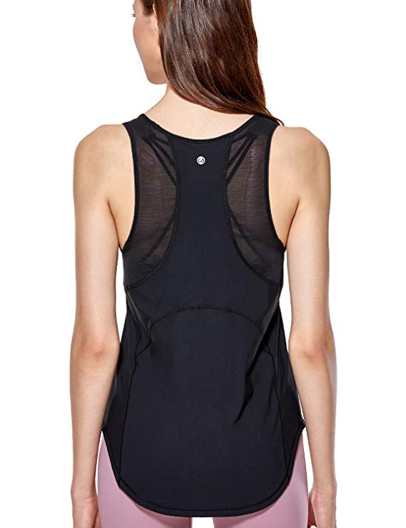 CRZ YOGA Women's Activewear Quick Dry Workout Yoga Sleeveless Shirt Mesh Running Tank Top