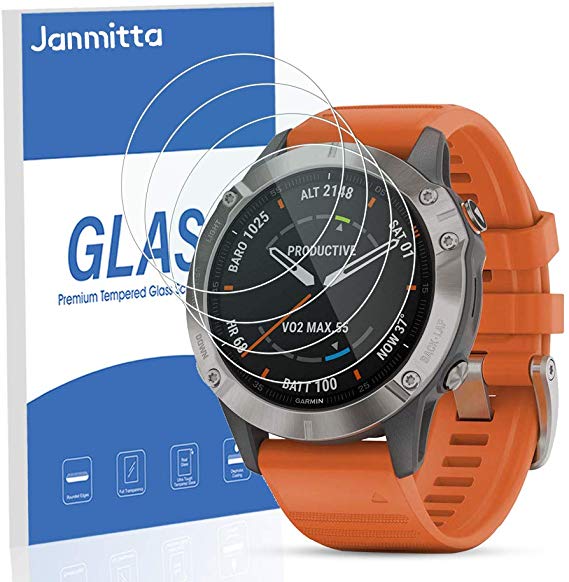 [4-Pack] Janmitta for Garmin Fenix 6 Pro 1.3" /Fenix 6 Screen Protector, HD Protector [Anti-Scratch] [No-Bubble], Tempered Glass Film Glass for Garmin Fenix 6 Pro 1.3"