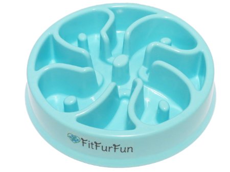 FitFurFun Slow Feed Bowl for Fast Eaters - (Promotes Healthy Digestion! Prevents Choking, Bloating, Regurgitation and Overeating!)