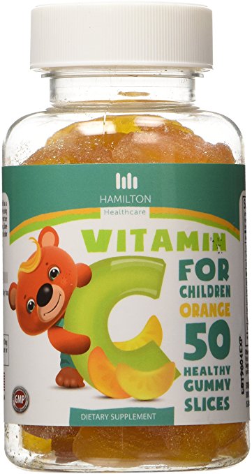 Vitamin C for Children, 50 Healthy Gummy Slices Orange Flavor with No Artificial Flavors By Hamilton Healthcare