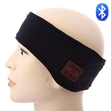 HONGYU 2017 Upgrade Version Washable Wireless Bluetooth Music Running Headband Sleep Cloth Goggles Hands-free Built-in Speakders and Mic (Black)