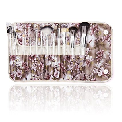 BeautyKate 12Pcs Makeup Cosmetics Brushes Set Kits with Flower Pattern Case