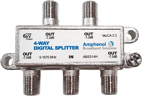 Amphenol 4-Way Digital Coaxial Splitter MoCA 2.5 ABS314H