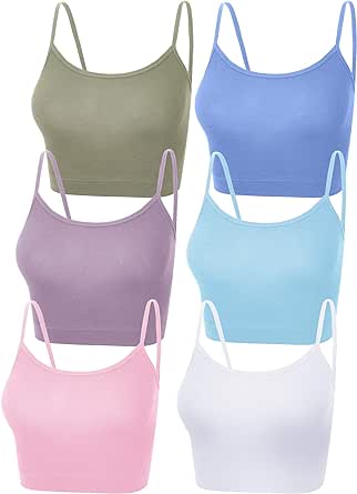 6 Pieces Women Crop Cami Top Sleeveless Spaghetti Strap Tank Top for Sports Yoga