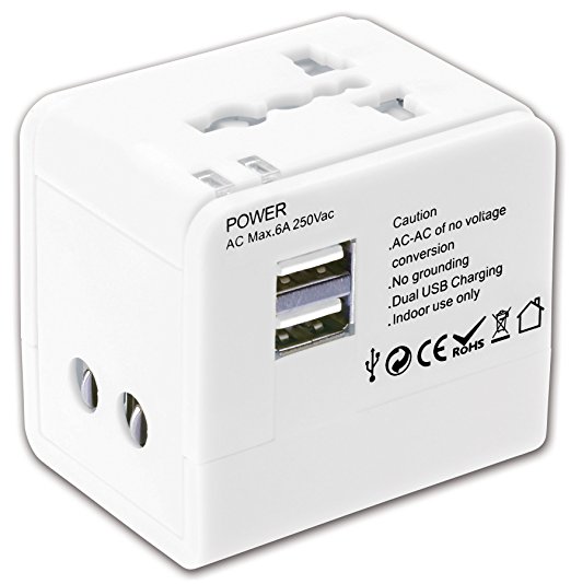 Lewis N Clark Global Adapter with 2.1 and Dual USB Charger