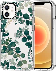 MOSNOVO for iPhone 12 Mini Case, [Buffertech 6.6 ft Drop Impact] [Anti Peel Off] Clear Shockproof TPU Protective Bumper Phone Cases Cover with Eucalyptus Design for iPhone 12 Mini