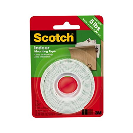 Scotch Indoor Mounting Tape, 1/2-inch x 75-inches, White, 1-Roll (110P)