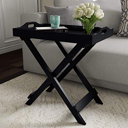 Lavish Home 80-FT-10 Decor Display and Home Accent Table with Removable Tray Top (Black),