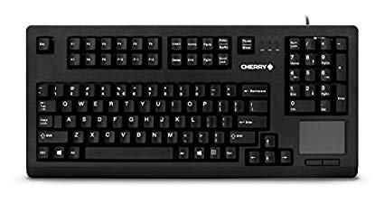 CHERRY Compact QWERTY Mechnical USB Keyboard with Touchpad - 104 Keys, 16" Wide, Black