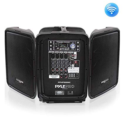 Karaoke PA Speaker Mixer System - 600 WATT 8-Channel Portable Bluetooth Wireless PA Speaker Amplifier Kit with 8" Subwoofer and 1" Horn Tweeter, MP3, AUX - USB XLR 1/4" RCA - Pyle PPHP898MX