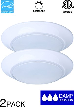 LIT-PaTH 7.5 Inch Mini LED Ceiling Light, LED Flush Mount, 11.5W (75W Equivalent) , Dimmable, 800 Lumen, Rated for ETL and Energy Star, 2-Pack