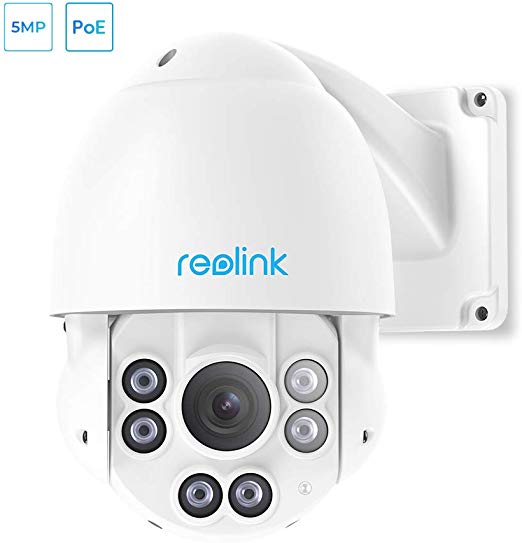 REOLINK PTZ Camera 5-Megapixels 360° Pan 90° Tilt 4X Optical Zoom PoE Outdoor Security Work with Google Assistant, Night Vision Motion Detection IP Video Surveillance