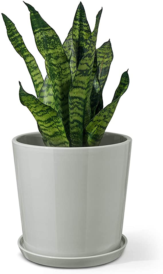 POTEY 056212 Ceramic Planter Pots - 8.7 Inch Minimalist Modern Home Decoration Glazed Ceramic Planters Indoor Plants Bonsai Container Plant Pots Outdoor with Drainage Hole(Plants NOT Included)