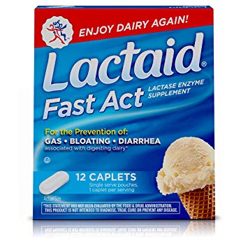 Lactaid Fast Act Lactose Intolerance Relief, Lactase Pills, 12 single-dose Travel Pouches