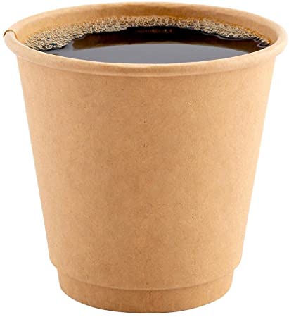 8 Ounce Paper Coffee Cups, 25 Double Wall Disposable Paper Cups - Leakproof, Recyclable, Kraft Paper Hot Cups, Insulated, Matching Lids Sold Separately - Restaurantware