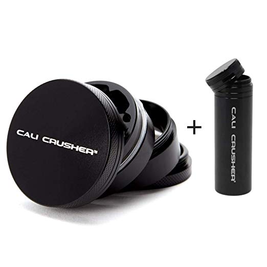 Cali Crusher Herb Grinder 4 Piece Black   Cali Crusher Pocket Storage (Black)