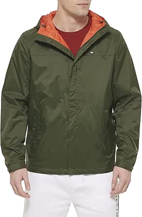 Tommy Hilfiger Men's Lightweight Breathable Waterproof Hooded Rain Jacket