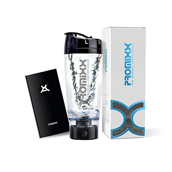 PROMiXX (2018 Model) - The Original Vortex Mixer | Beautifully Engineered High-Torque Battery-Powered Protein Shaker Bottle with X-Blade Technology | 600ml/20oz | High Gloss Black